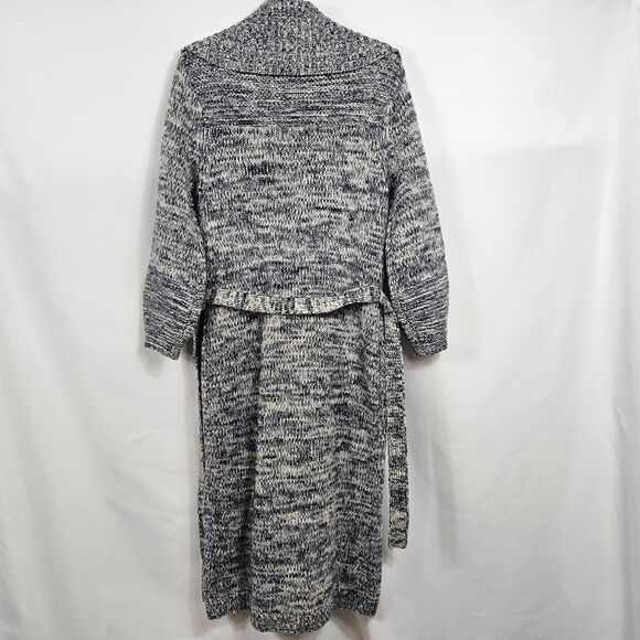 Frame Belted Melange Wool Blend Belted Cardigan in Navy and Light Gray Size S - Picture 12 of 14